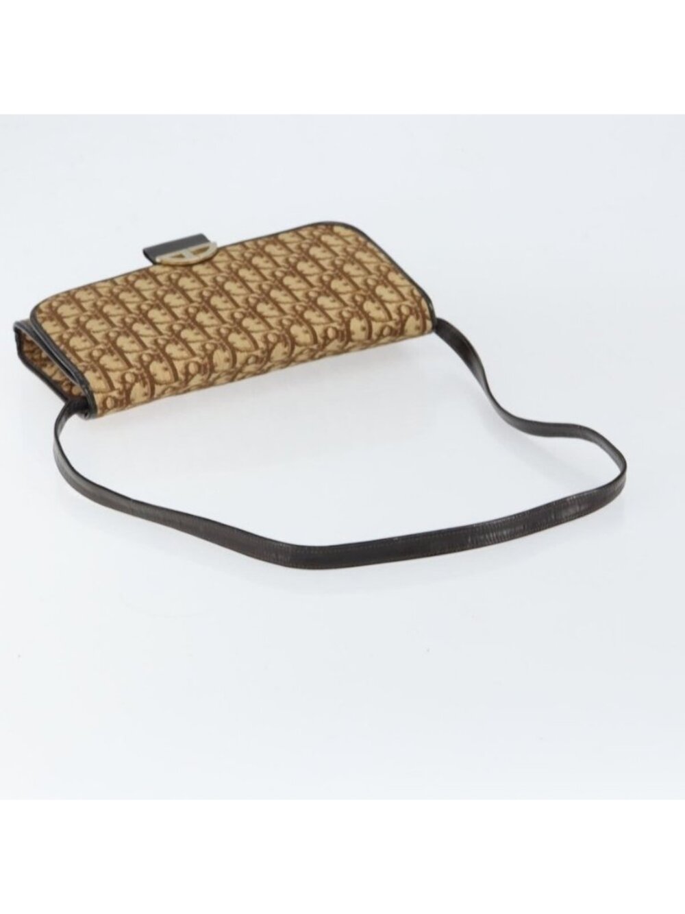 Authentic Christian Dior Trotter Canvas Shoulder Bag Beige Gold - Picture 14 of 16